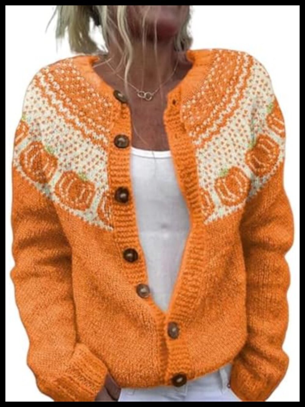 Women's Fall Winter Animal Floral Christmas Tree Button Knit Cardigan Sweater